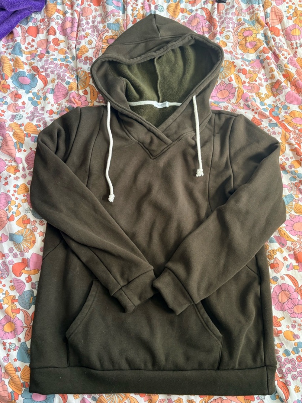 Nursing Hooded Pullover Sweatshirt - Olive Green size L